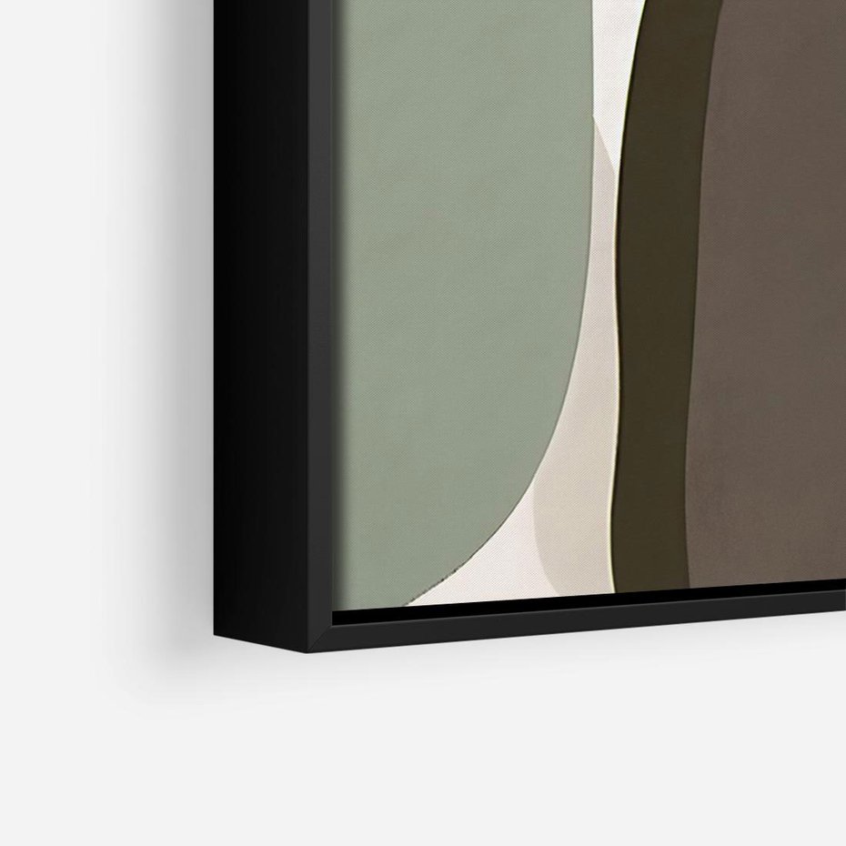 Obraz w ramie 100x70 - Fale w Zieleni - abstrakcyjne kształty, zgaszona zieleń - rama czarna