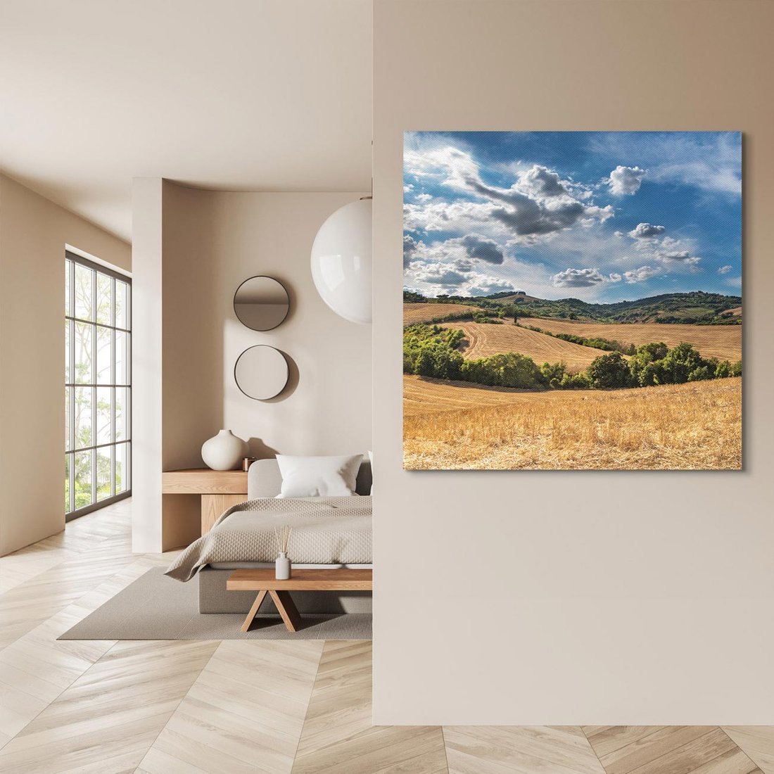 Obraz na płótnie 70x70 - Łąka góry i panoramiczny widok - łąka, góry