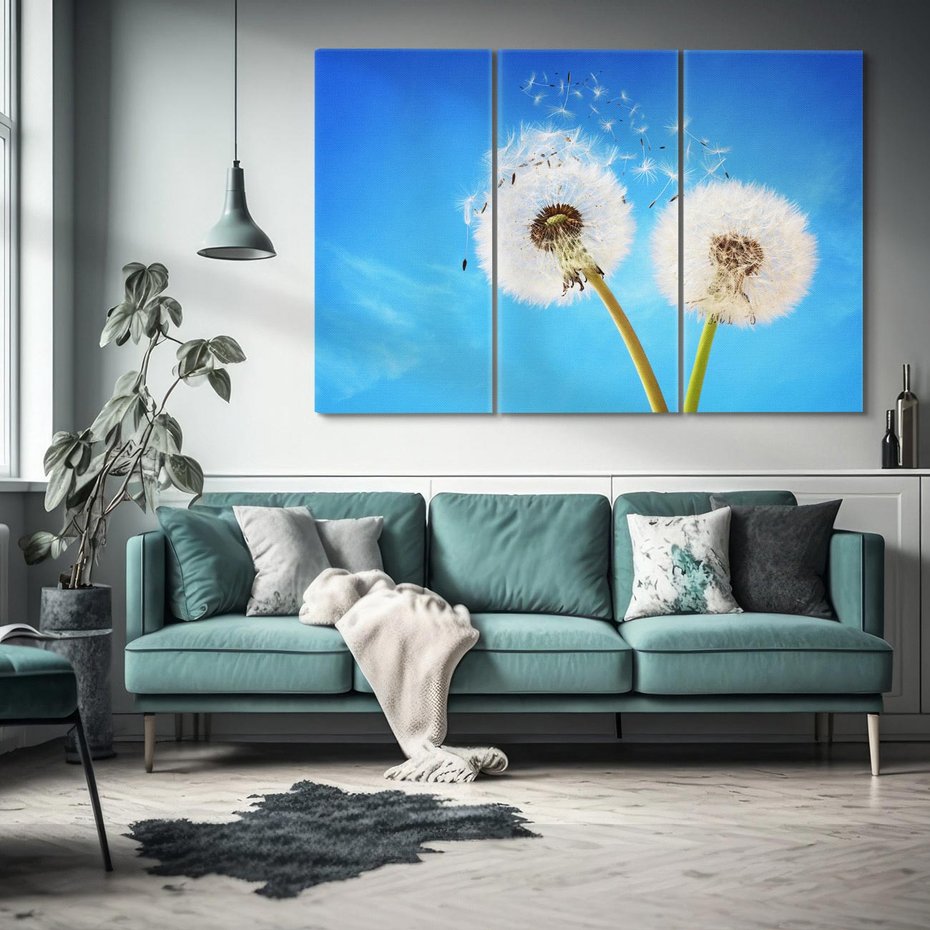 Obraz na płótnie 120x80 - wiatr pełen marzeń - dmuchawce, wiatr