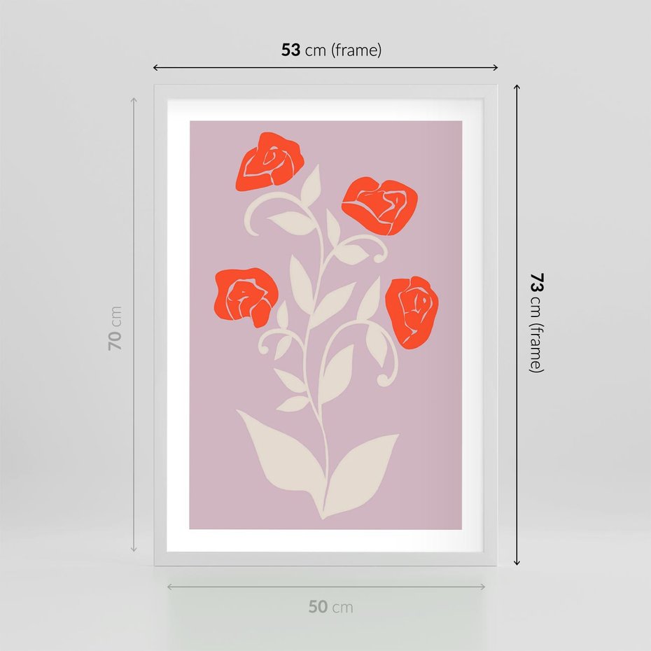 Plakat w ramie 50x70 - Migotliwe Widzenie Kwiatów - nowoczesny plakat, roślinne motywy - rama biała