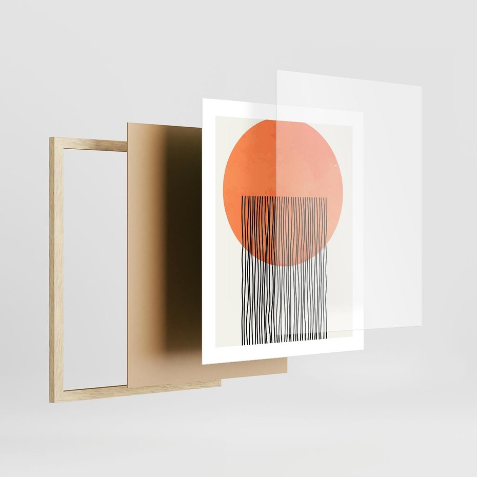 Plakat w ramie 40x50 - Echa Wyobraźni - koło, boho styl - rama drewno