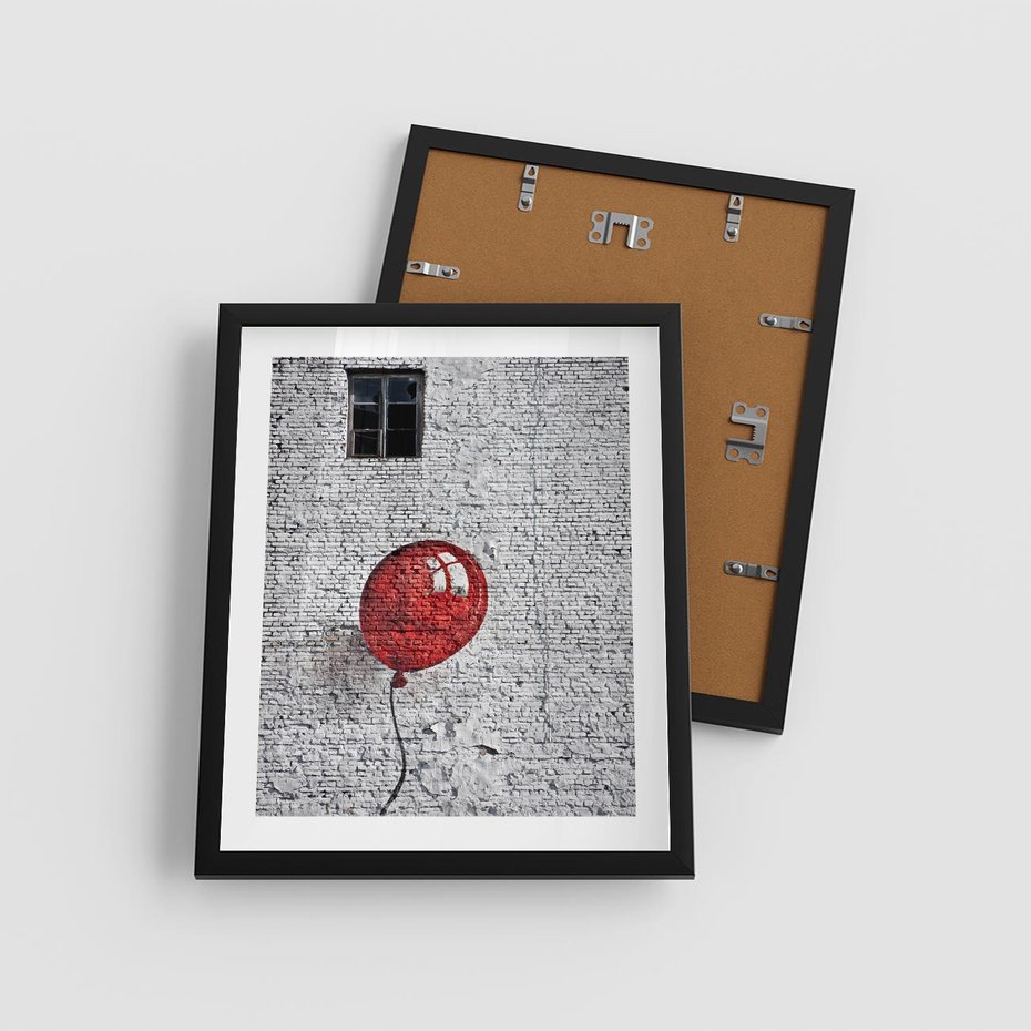 Plakat w ramie 40x50 - Mur Balonów - mur, balon - rama czarna