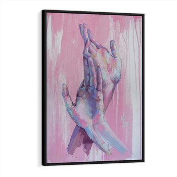 Obraz w ramie 50x70 - Splecione - obraz olejny, pastelowe kolory - rama czarna