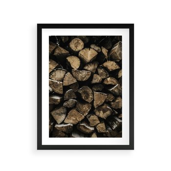Plakat w ramie 30x40 - Piękno Prostej Formy - drewno, kłody - rama czarna