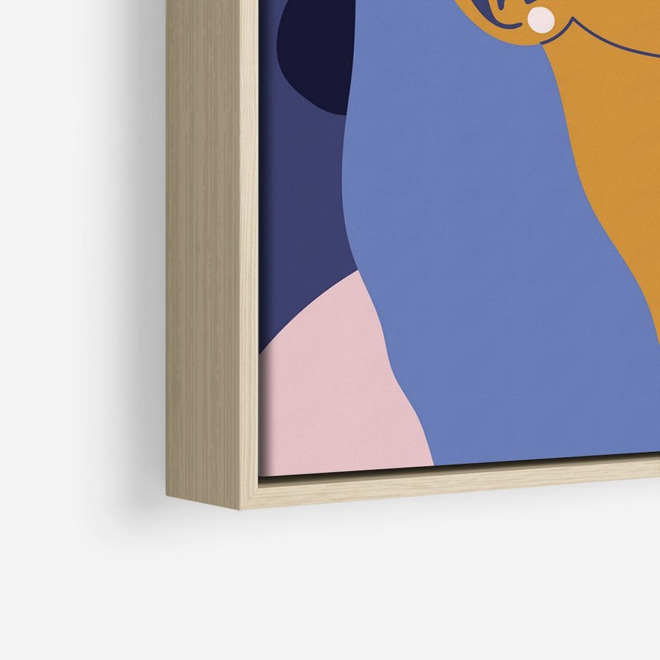 Obraz w ramie 80x80 - Odbicie Kobiety - nowoczesny plakat, styl retro - rama drewno