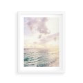 Plakat w ramie 30x40 - Pastelowa Plaża - plaża, pastelowe kolory - rama biała