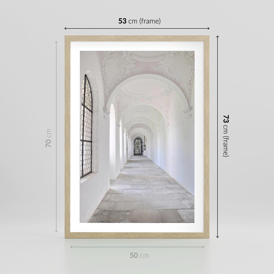 Plakat w ramie 50x70 - Architektoniczne Przejście - architektura, korytarz - rama drewno