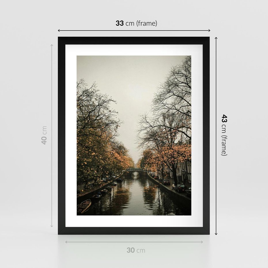 Plakat w ramie 30x40 - Jesienne Spacerki po Holenderskich Kanałach - kanały, Holandia - rama czarna