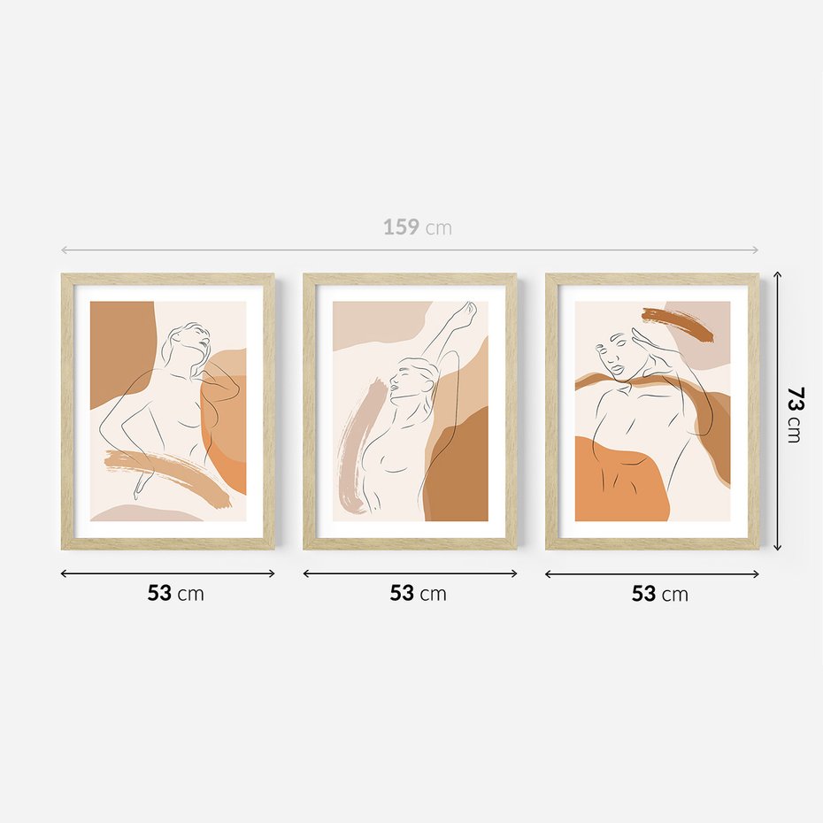 Zestaw obrazy w ramie 50x70 galeria - Kobieta, abstrakcja, one-line, nowoczesny - rama drewno