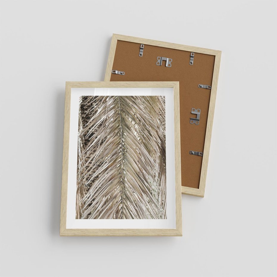 Plakat w ramie 30x40 - Boho Urok Palmy: Zbliżenie Natury - sucha palma, zbliżenie - rama drewno