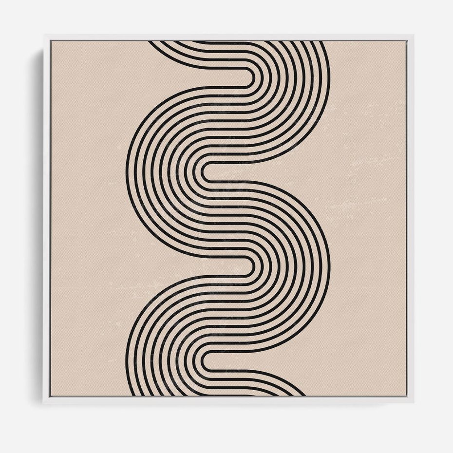 Obraz w ramie 80x80 - Bezgraniczne Odbicia - abstrakcyjne linie, geometria - rama biała