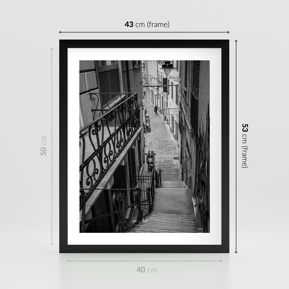 Plakat w ramie 40x50 - Magiczne spacery - uliczka, perspektywa - rama czarna