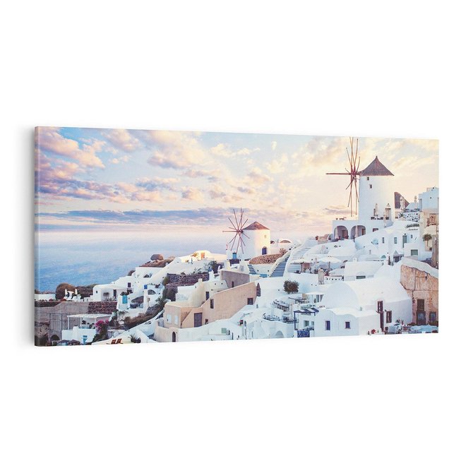 Obraz na płótnie 100x50 - Biel ponad Błękitem - Santorini, białe budynki