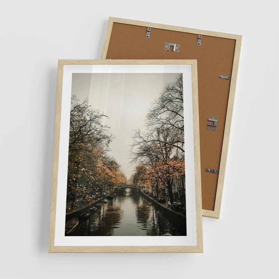 Plakat w ramie 50x70 - Jesienne Spacerki po Holenderskich Kanałach - kanały, Holandia - rama drewno