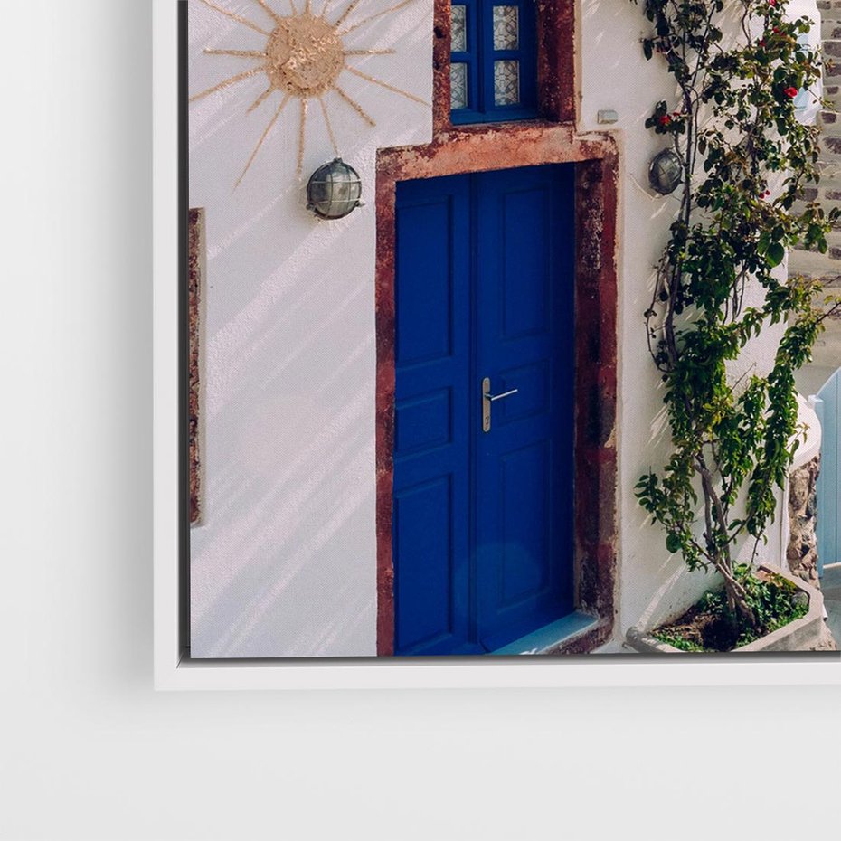 Obraz w ramie 80x80 - Urok Greckiej Wyspy - Santorini, Grecja - rama biała