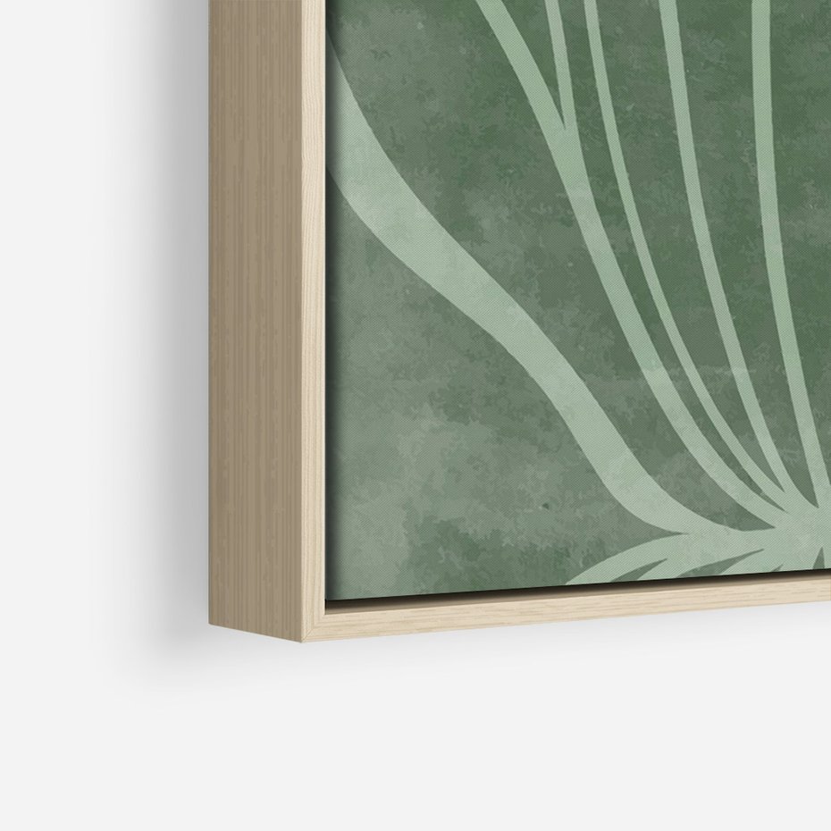 Obraz w ramie 50x70 - Zieleń Kształtująca Spokój - zielony plakat, roślinne inspiracje - rama drewno