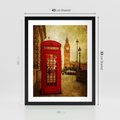 Plakat w ramie 40x50 - Ikoniczna budka telefoniczna w Londynie - sepia, budka - rama czarna