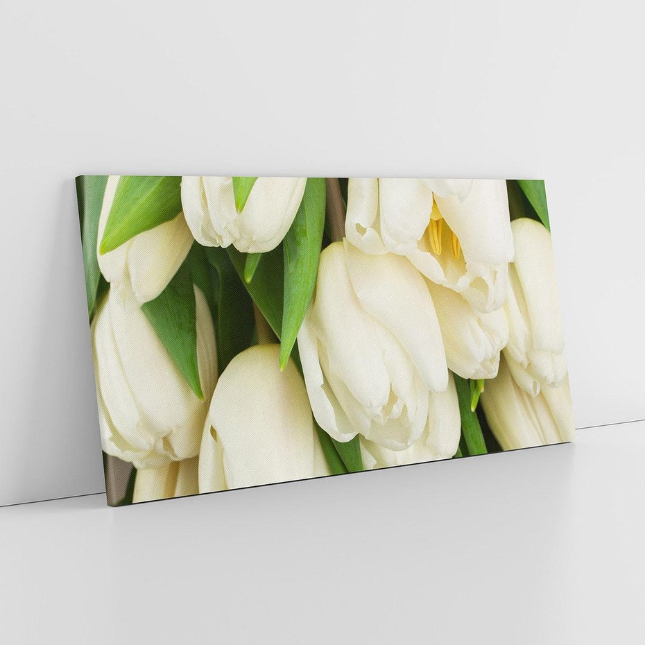 Obraz na płótnie 120x60 - Białe tulipany w pełnym rozkwicie - białe, tulipany