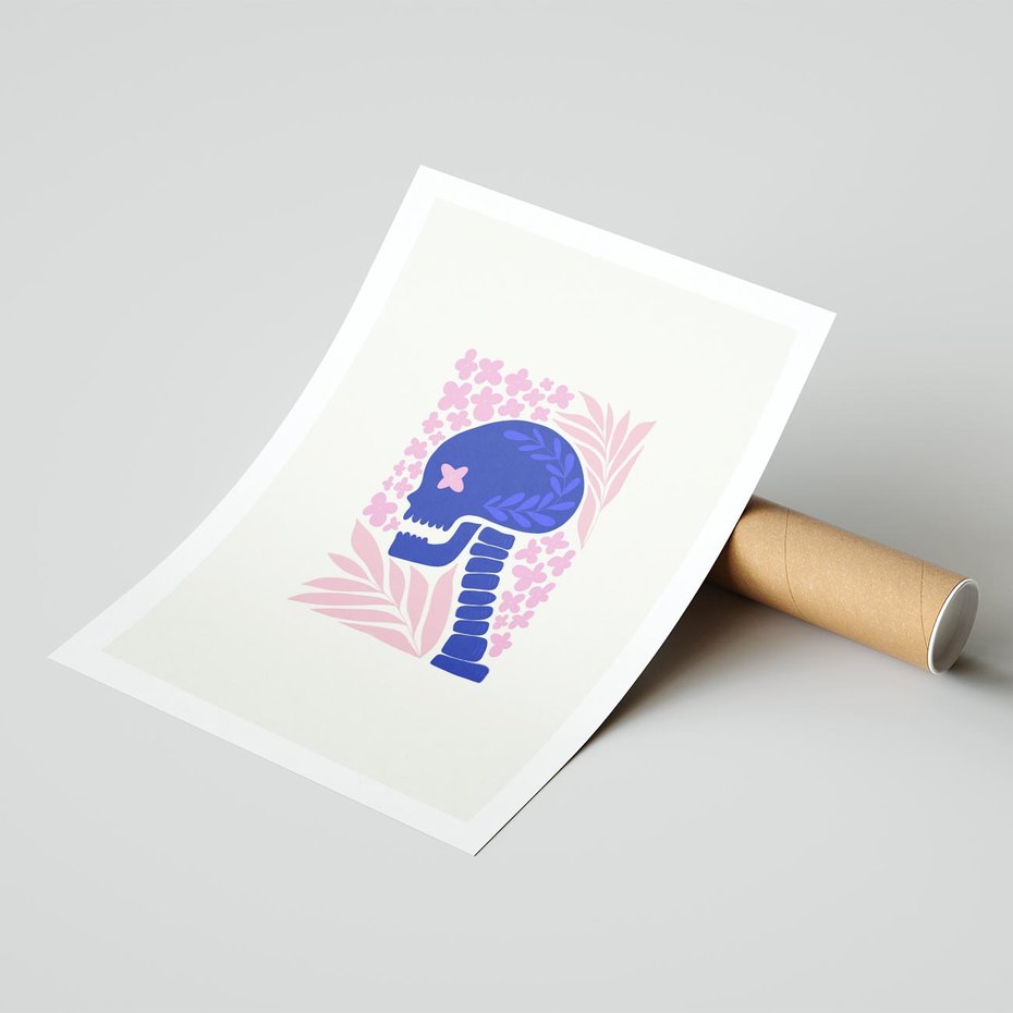 Plakat bez ramy 40x50 - Żart z Czaszką - abstrakcja, sztuka nowoczesna