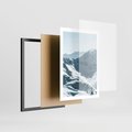 Plakat w ramie 50x70 - Surowość Gór - górskie szczyty, śnieg - rama czarna
