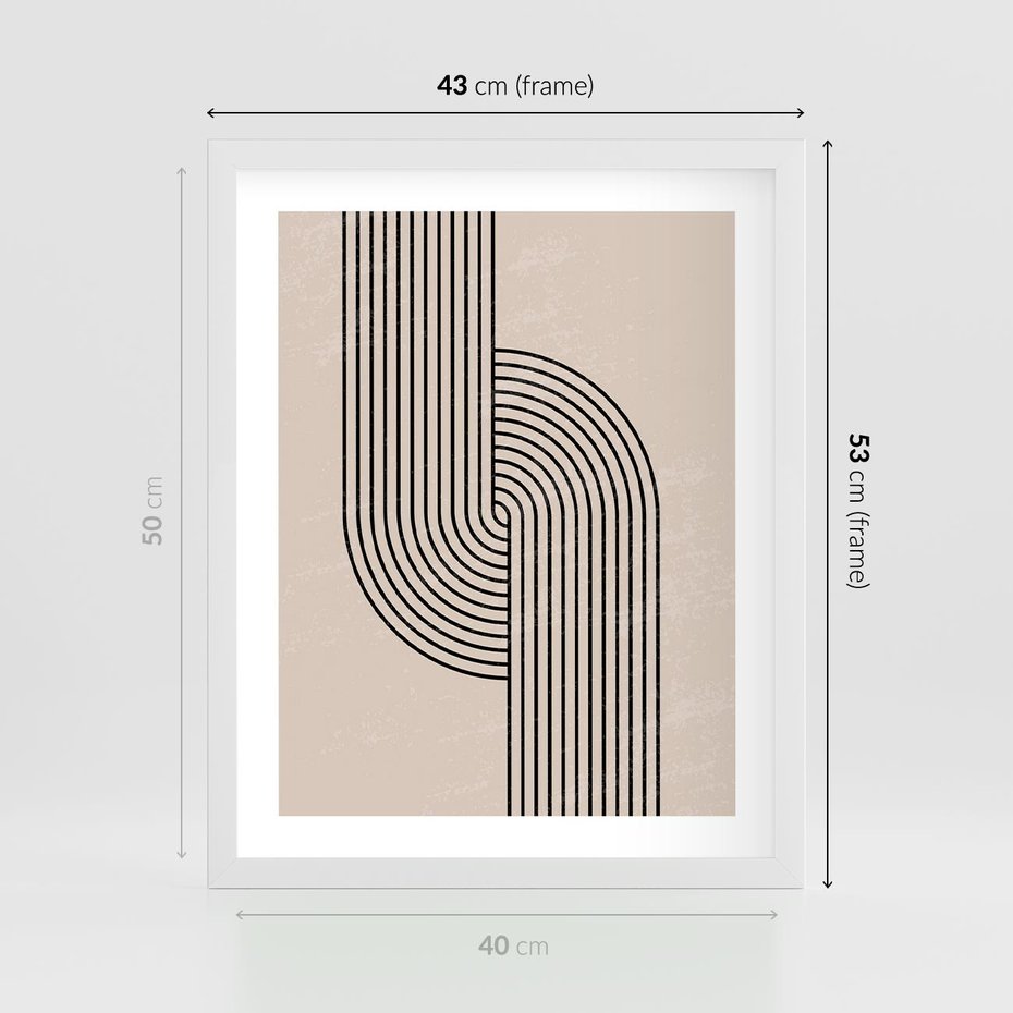 Plakat w ramie 40x50 - Puls Abstrakcji - abstrakcyjne linie, geometria - rama biała