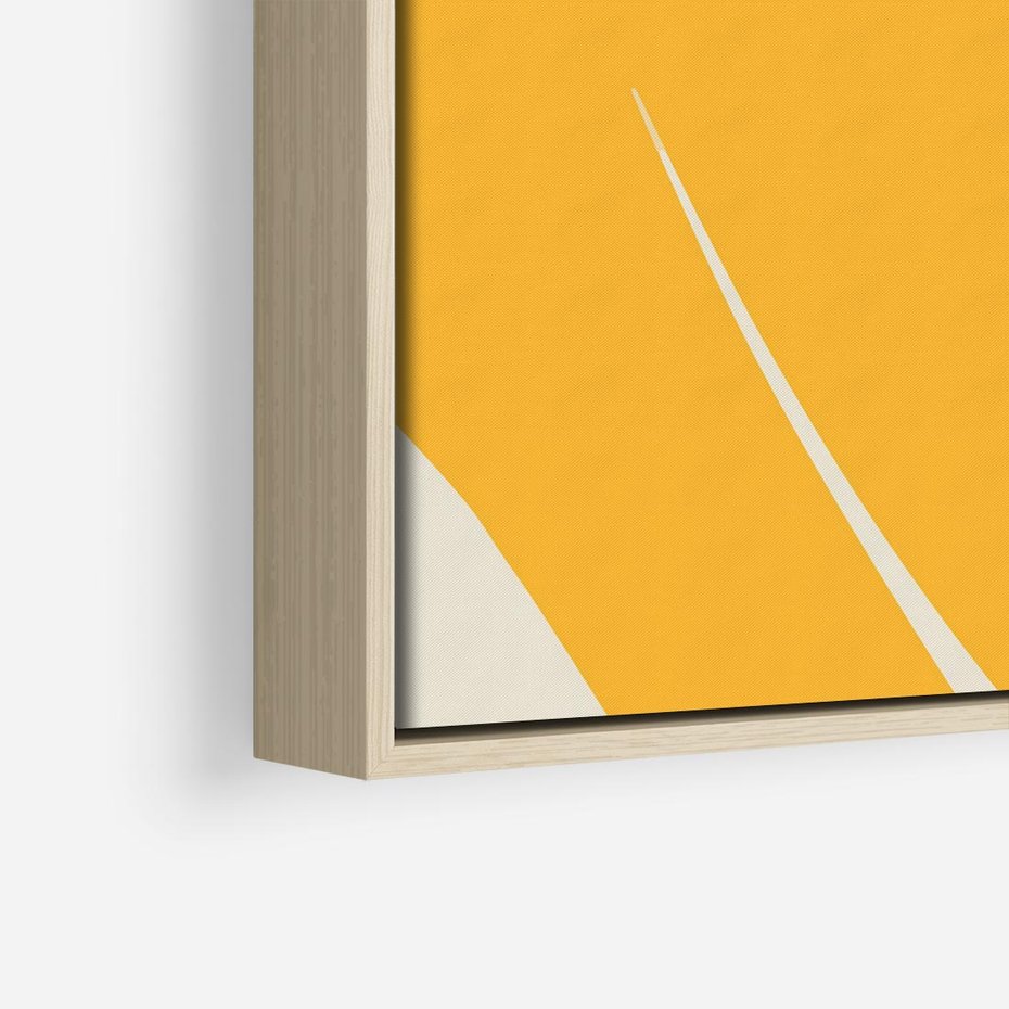 Obraz w ramie 50x50 - Migocące Formy - abstrakcyjny minimalistyczny obraz, żółta papryczka - rama drewno