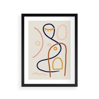 Plakat w ramie 40x50 - Mgnienie Oka - abstrakcja w stylu picasso, beżowe tło - rama czarna