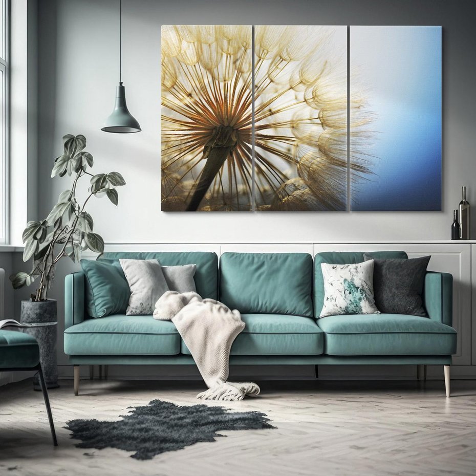 Obraz na płótnie 120x80 - Delikatny dmuchawiec w pełnym rozkwicie - dmuchawiec, kwiat