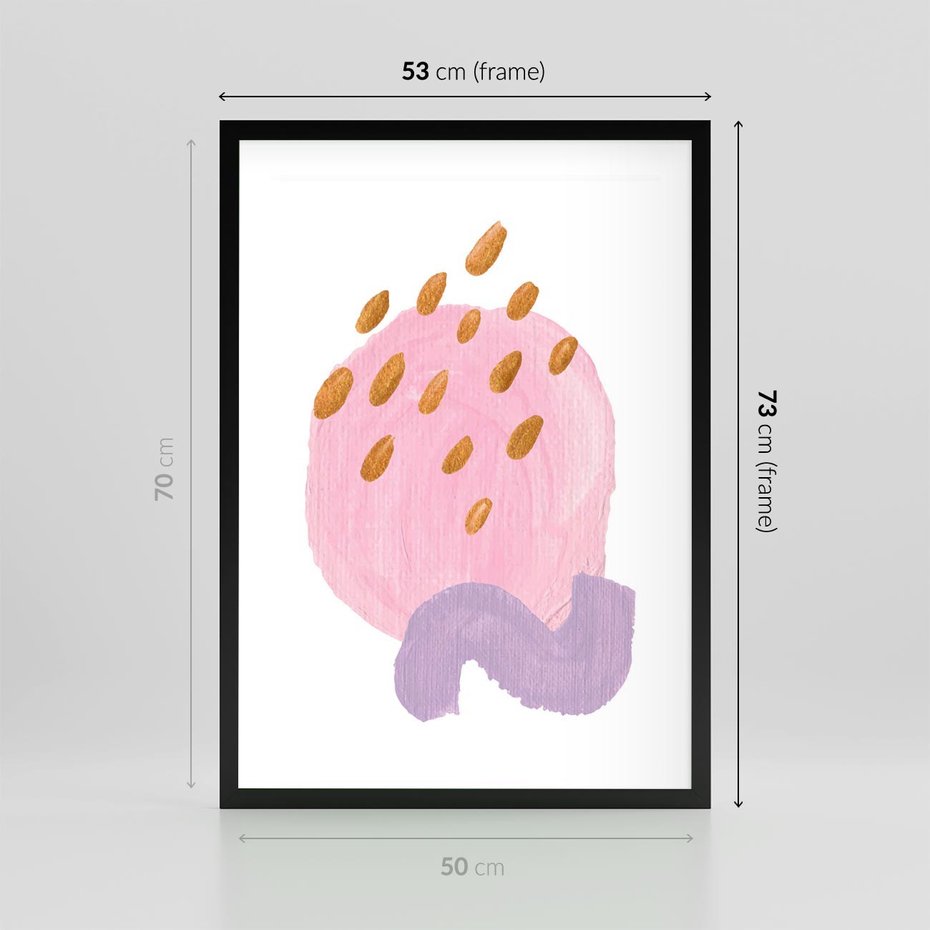 Plakat w ramie 50x70 - Migoczące Pastelowe Kształty - akwarela, minimalizm - rama czarna