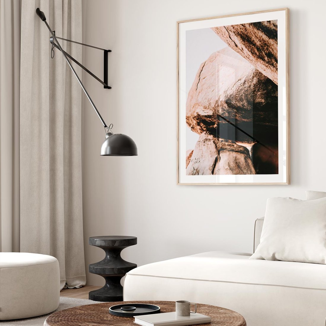 Plakat w ramie 50x70 - Tekstura Brązu - skały, głazy - rama drewno