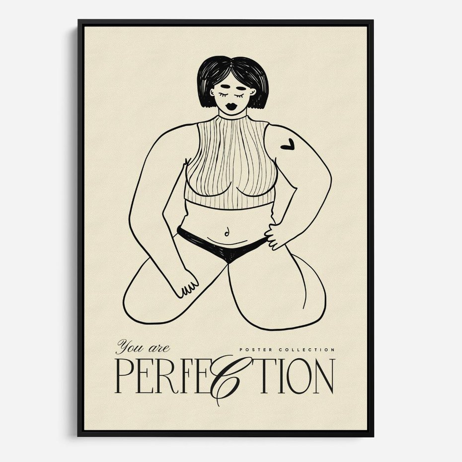 Obraz w ramie 70x100 - Refleksje Przejmujących Myśli - rysunek, plakat - rama czarna