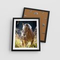 Plakat w ramie 40x50 - Spotkanie konia na łące - koń, łąka - rama czarna