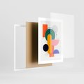Plakat w ramie 30x40 - Harmonijne Przenikanie Form - nowoczesna sztuka, geometryczna kolorowa grafika - rama biała