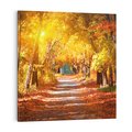 Obraz na płótnie 50x50 - Jesienna Droga: Przechadzka wśród Drzew - jesień, droga