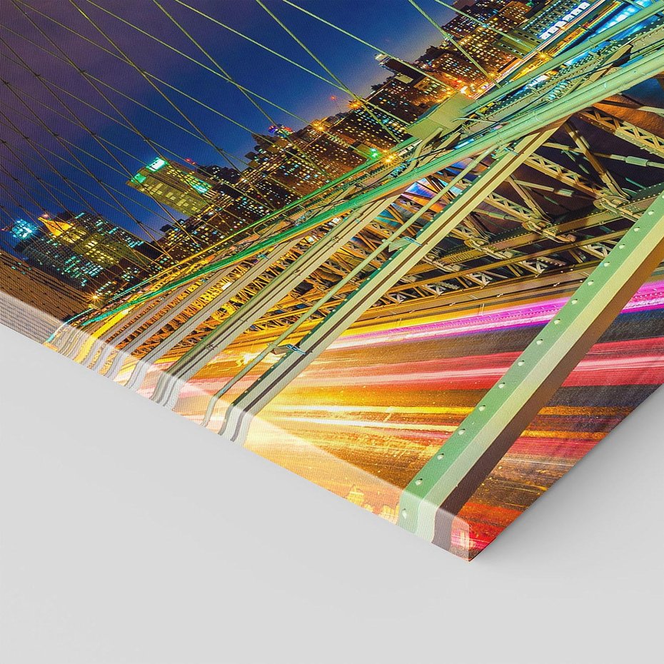 Obraz na płótnie 70x70 - Most w USA - Światła i samochody - most, USA