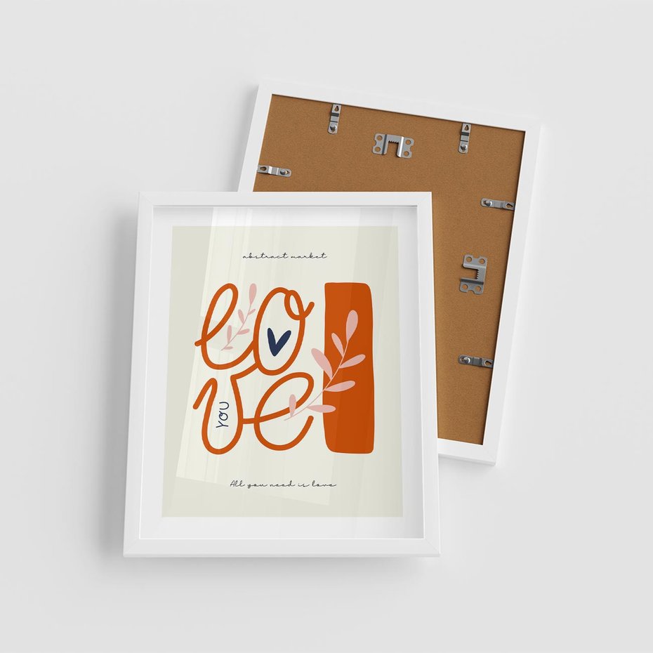 Plakat w ramie 40x50 - Pastelowa Siła Miłości - miłość, love - rama biała