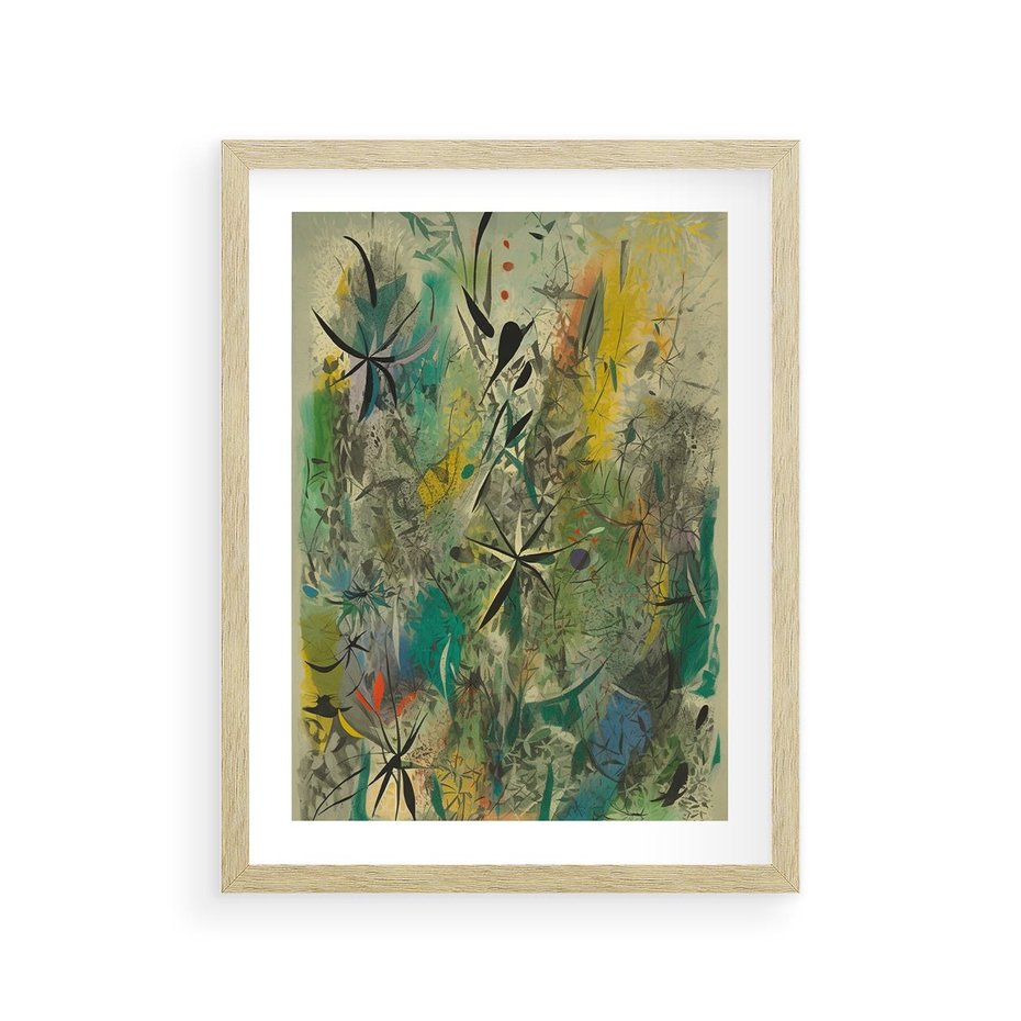 Plakat w ramie 30x40 - Tajemnicze Konstrukcje Form - abstrakcyjny obraz, mnogość kolorów - rama drewno