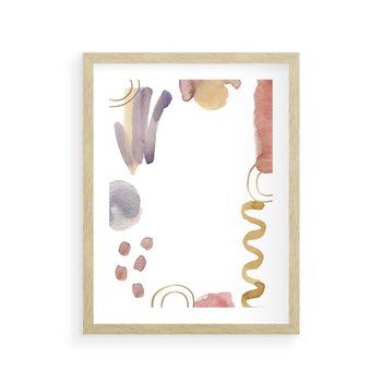 Plakat w ramie 30x40 - Wibracje Pastelowych Odcieni - abstrakcyjny plakat, akwarelowe plamy - rama drewno
