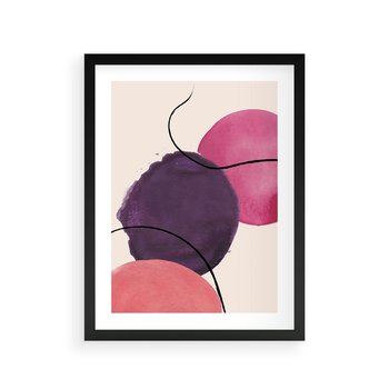 Plakat w ramie 50x70 - Migotliwe Widzenia - abstrakcyjne akwarelowe plamy, nieregularne linie - rama czarna