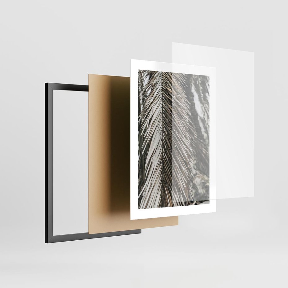 Plakat w ramie 30x40 - Egzotyczne Gałęzie - suche gałęzie, liście palmy - rama czarna