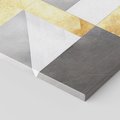 Obraz na płótnie 70x50 - Marmur w Geometrycznych Kształtach - geometryczne linie, złoto i szarość