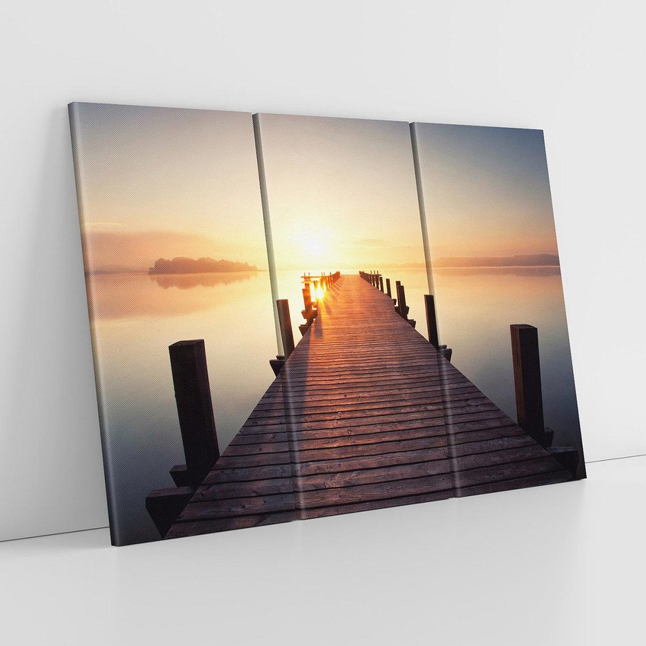 Obraz na płótnie 120x80 - Morze w blasku molo - morze, molo