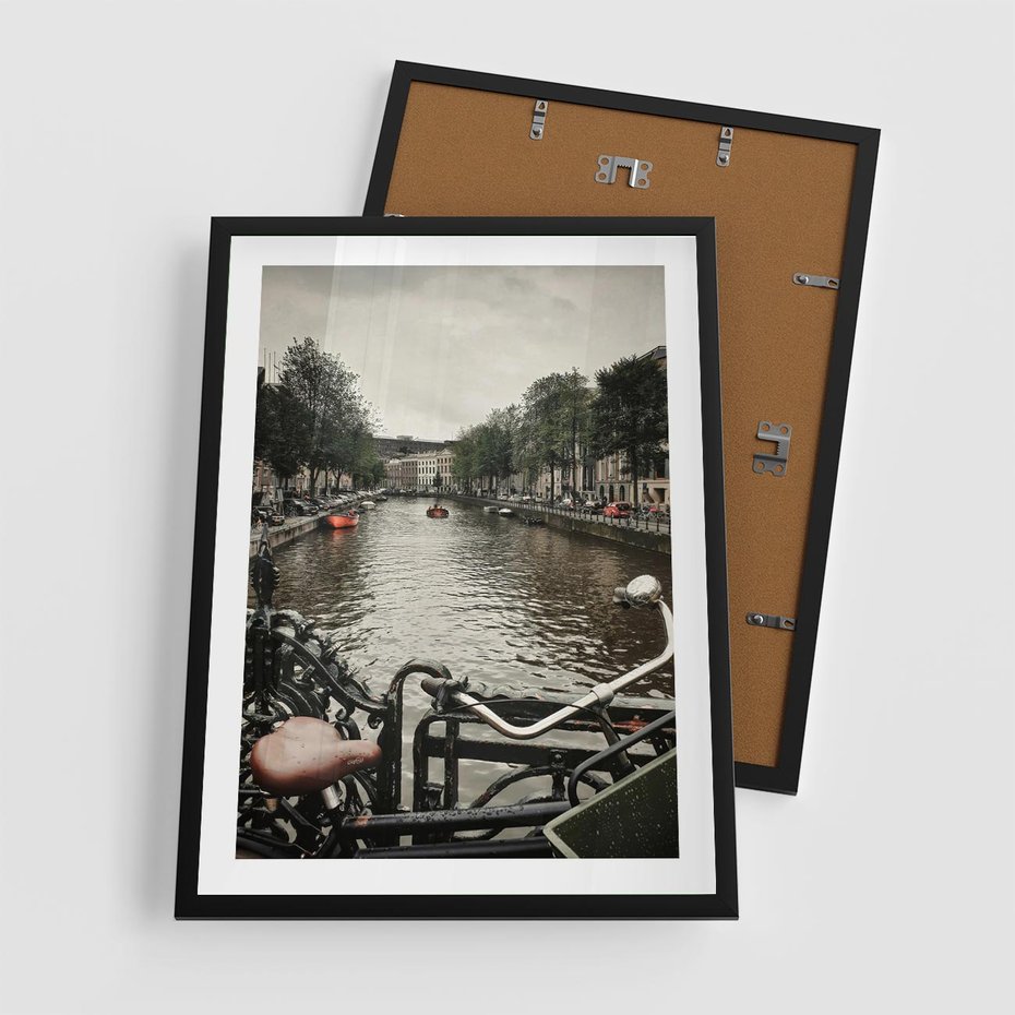 Plakat w ramie 50x70 - Miasto na Wodzie - holenderskie kanały, amsterdam - rama czarna