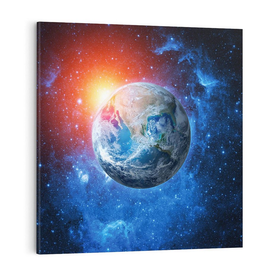 Obraz na płótnie 70x70 - Planeta w nieskończoności - ziemia, kosmos