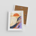 Plakat w ramie 30x40 - Pomarańczowy Horyzont - pastelowy krajobraz, nowoczesny plakat - rama biała