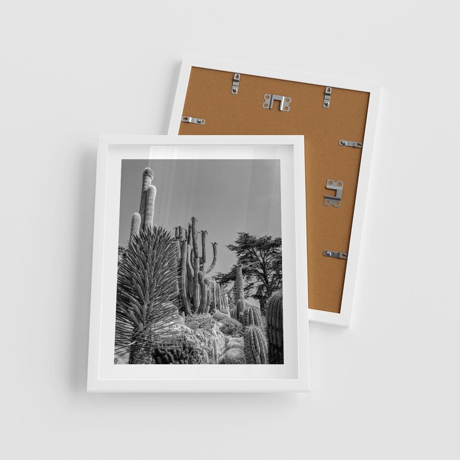 Plakat w ramie 40x50 - Pustynny Klimat - czarno białe zdjecie, pustynia - rama biała