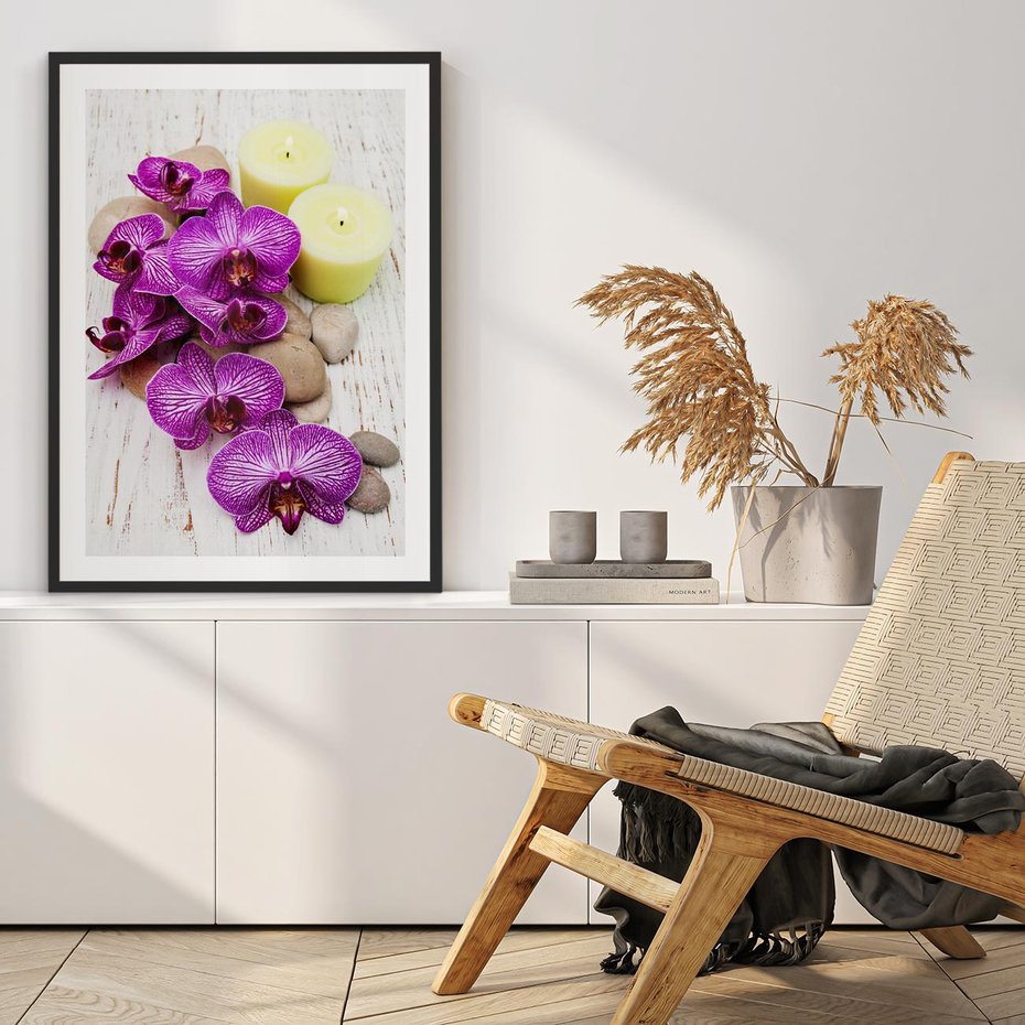 Plakat bez ramy 40x50 - Relaksujące spa w otoczeniu orchidei - spa, świece
