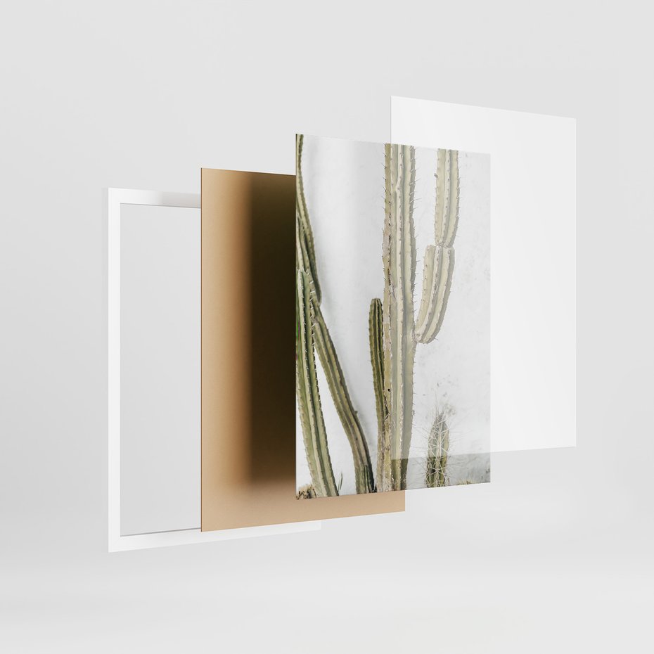 Zestaw obrazy w ramie 40x50 galeria - Think, positive, kaktusy, boho - rama biała