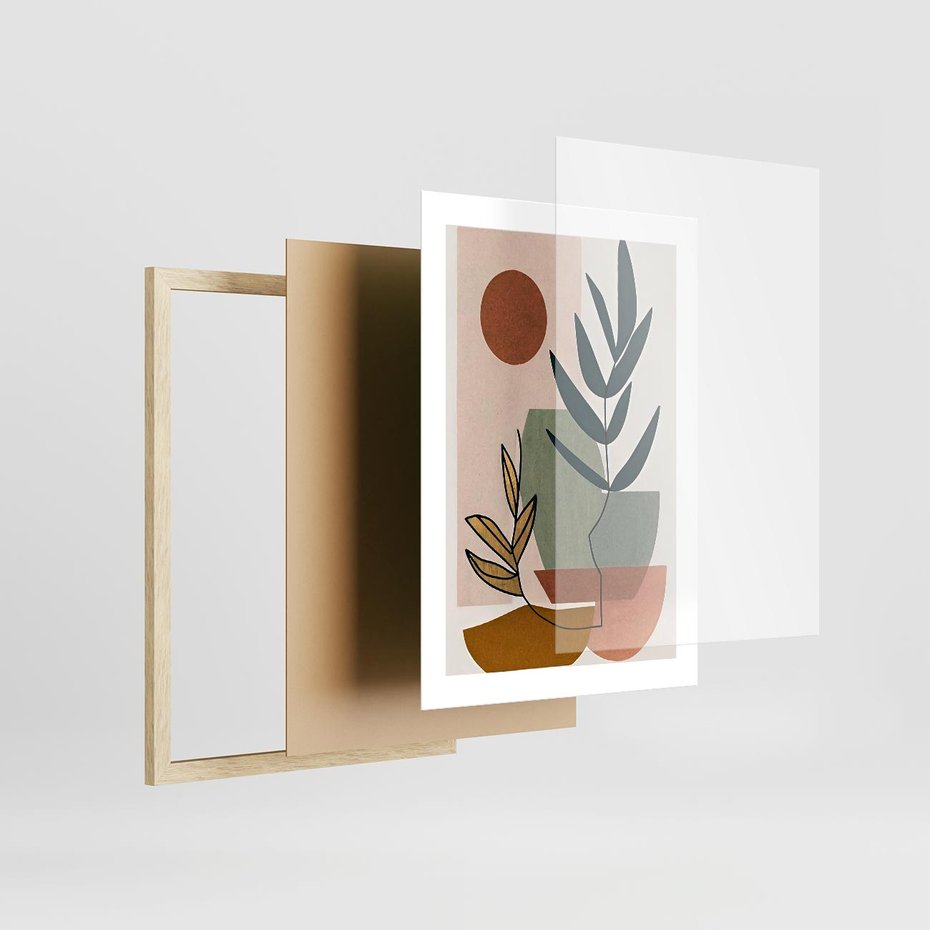 Plakat w ramie 30x40 - Rozkwitająca Boho Wyobraźnia - boho obraz, abstrakcja - rama drewno