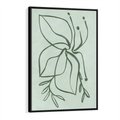 Obraz w ramie 70x100 - Energetyczne Odrodzenie Natury - abstrakcyjne delikatne zielone linie, podobne do gałęzi kwiatów - rama czarna